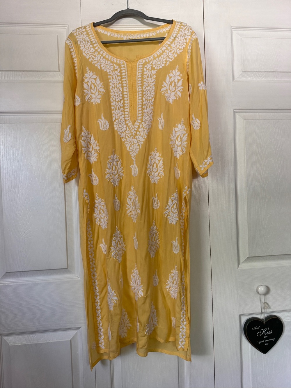 Yellow Embroidered Women's Dress - Elegant Boho Style